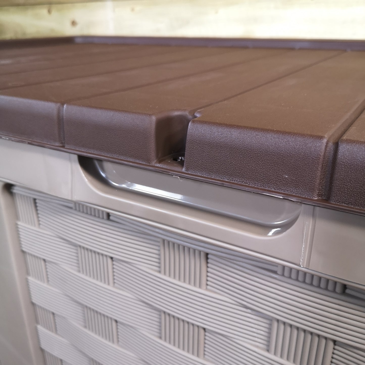 HUGE XXL 634 Litre Rattan Style Garden Cushion Storage Box - Sit on Lid – Brown