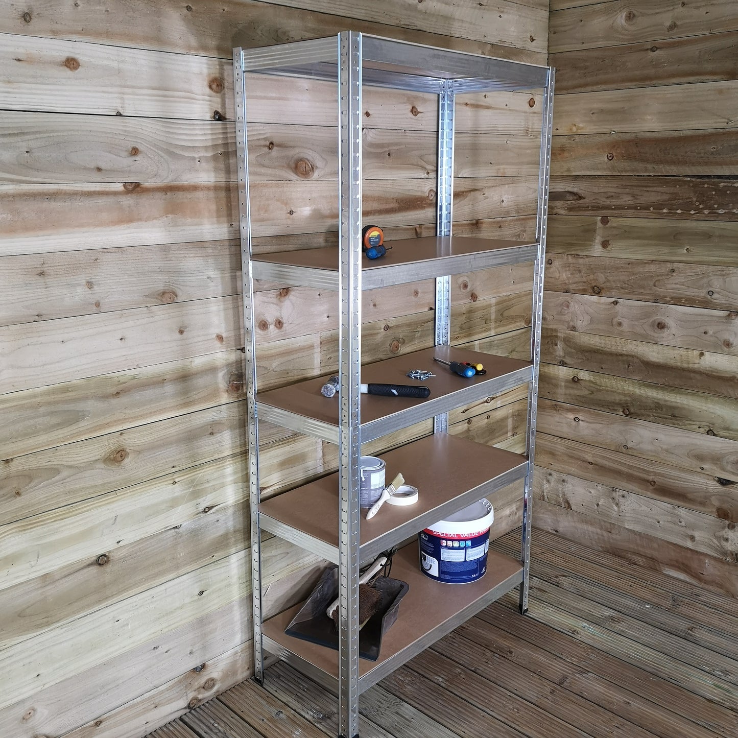 Set of 2 Garage Shelving 90cm Wide & 180cm High Heavy Duty 5 Tier Multipurpose Metal Racking Unit / Warehouse Shelving Storage