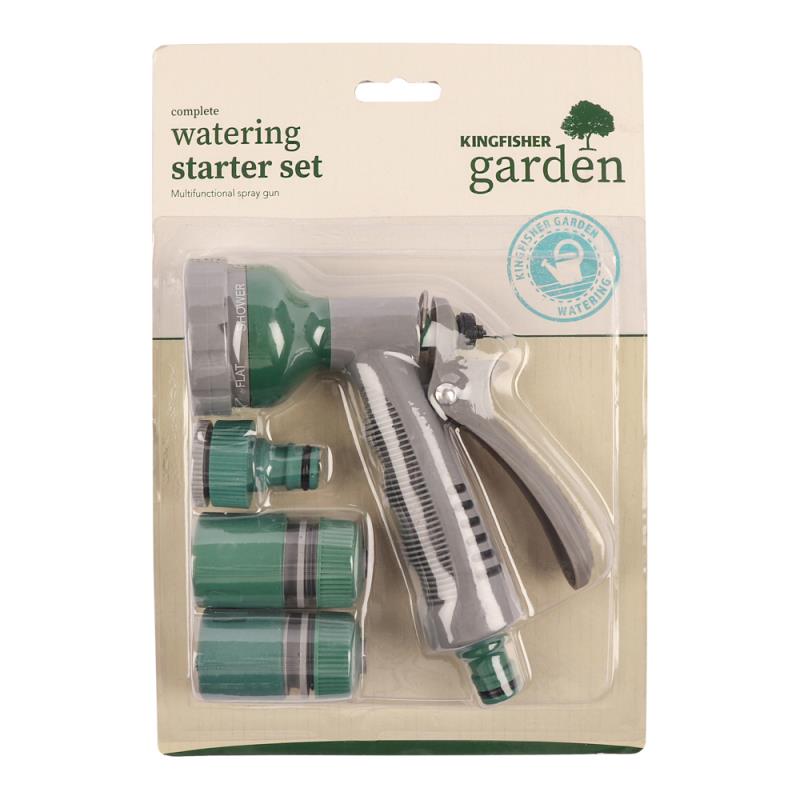 2 Pack of 6 Pattern Garden Hose Pipe Spray Gun Set with Fittings
