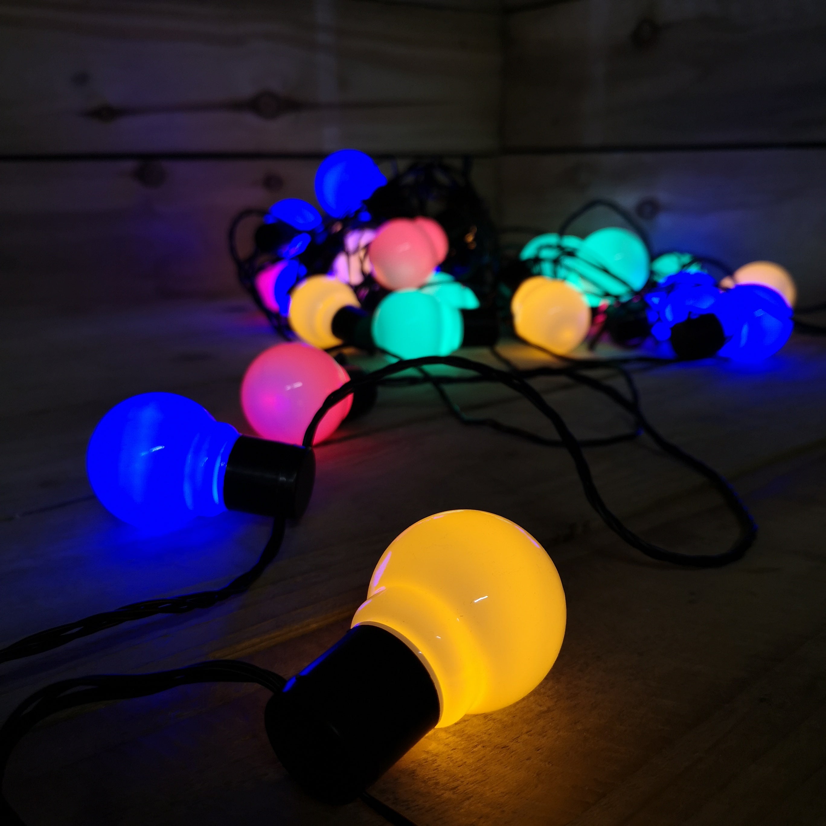 30 Multi Coloured LED Festoon Connectable Christmas Lights Indoor Outdoor