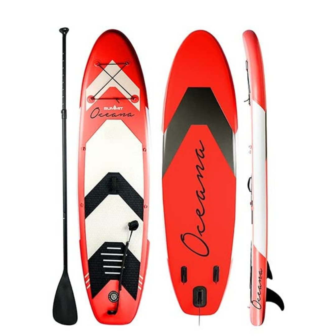 Summit Oceana 10ft Inflatable Paddle Board with Pump & Kit Ideal for Open Water in Red