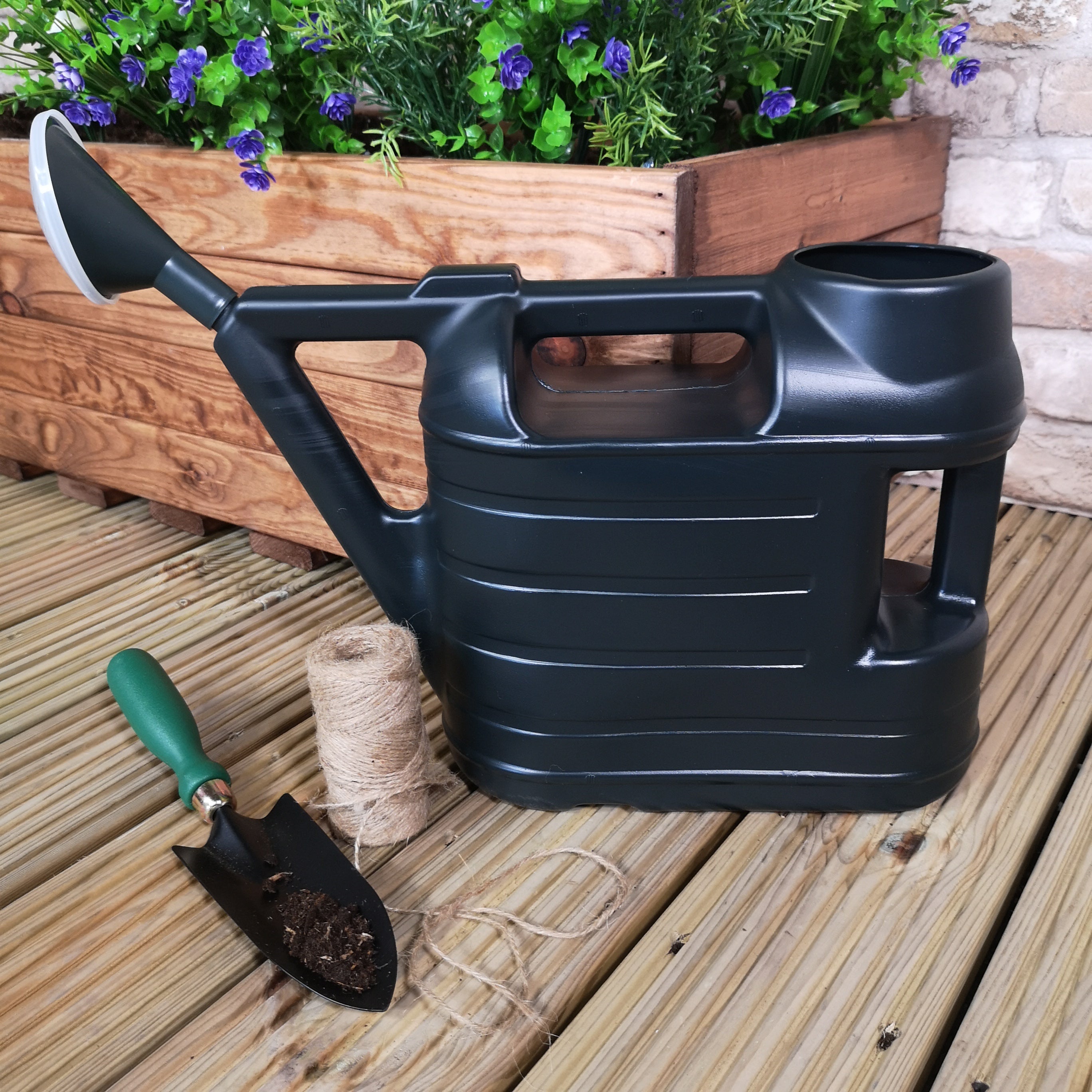 3 of 6.5L Ward Garden Watering Can With Rose - Green