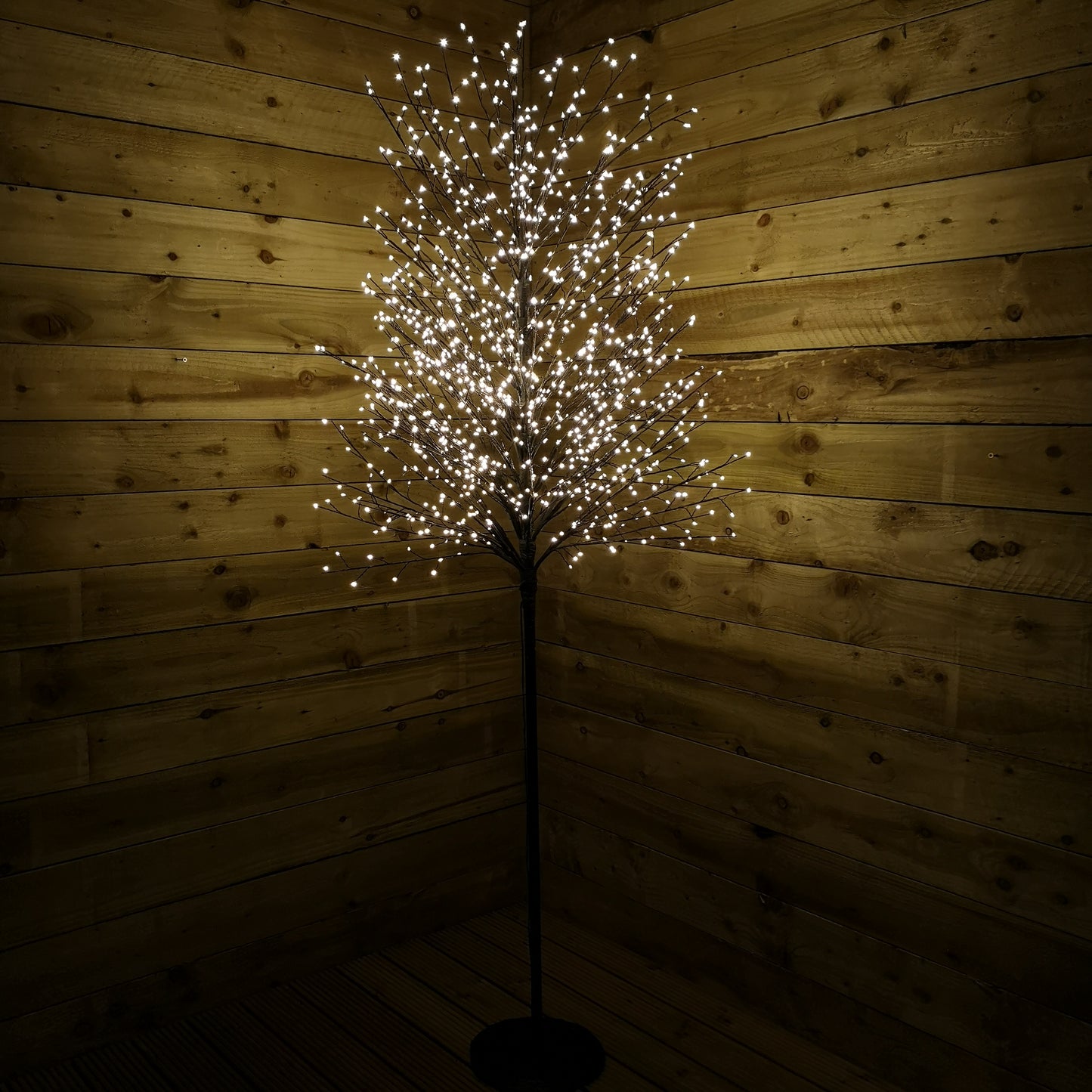 2.1m 7ft Outdoor Black Micro Dot Christmas Blossom Tree with 1300 Warm White LED
