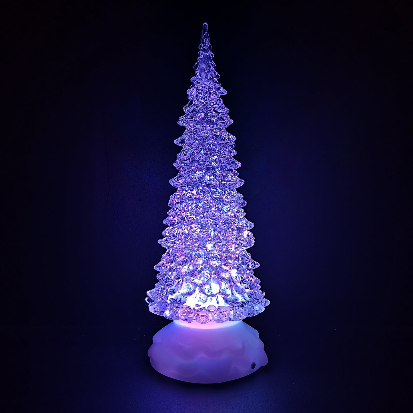 27cm Snowtime Christmas Water Spinner Colour Changing Glitter Christmas Tree Dual Powered