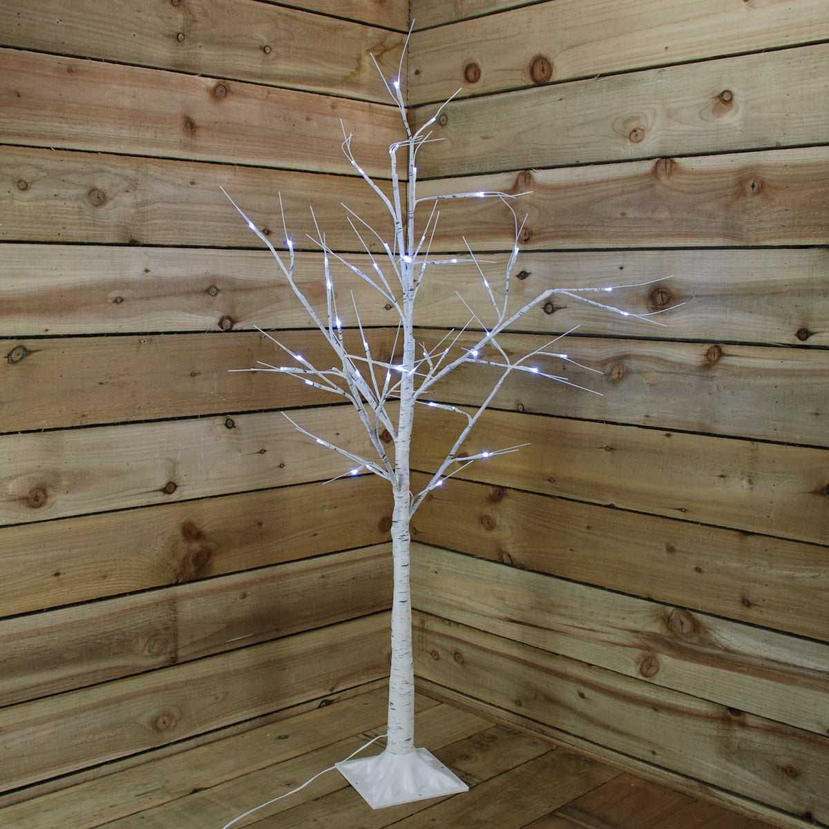 2.4m (8ft) Christmas Outdoor Birch Tree with 136 Ice White LEDs
