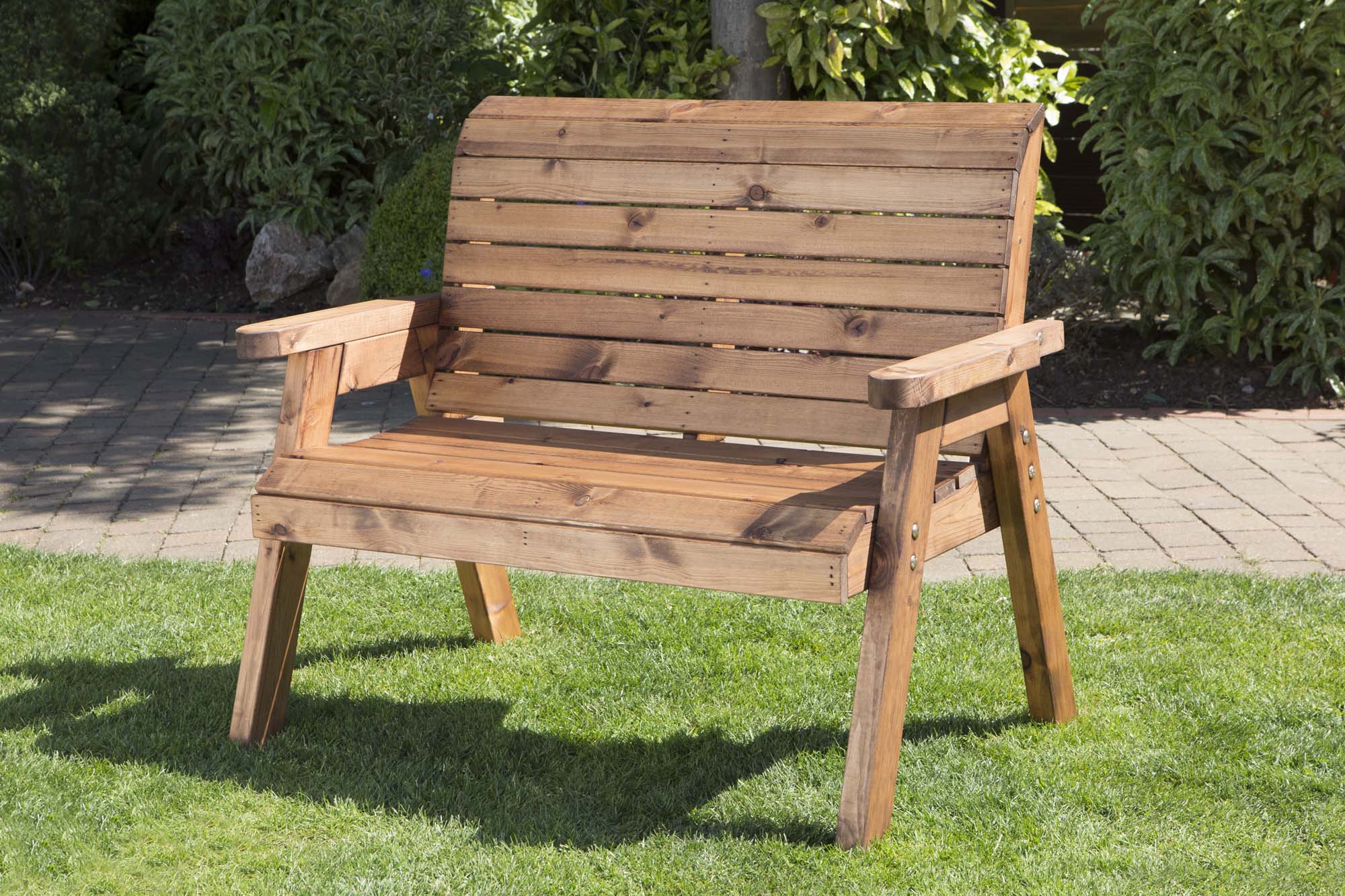 Charles Taylor Hand Made Traditional 2 Seater Chunky Rustic Wooden Garden Bench Furniture