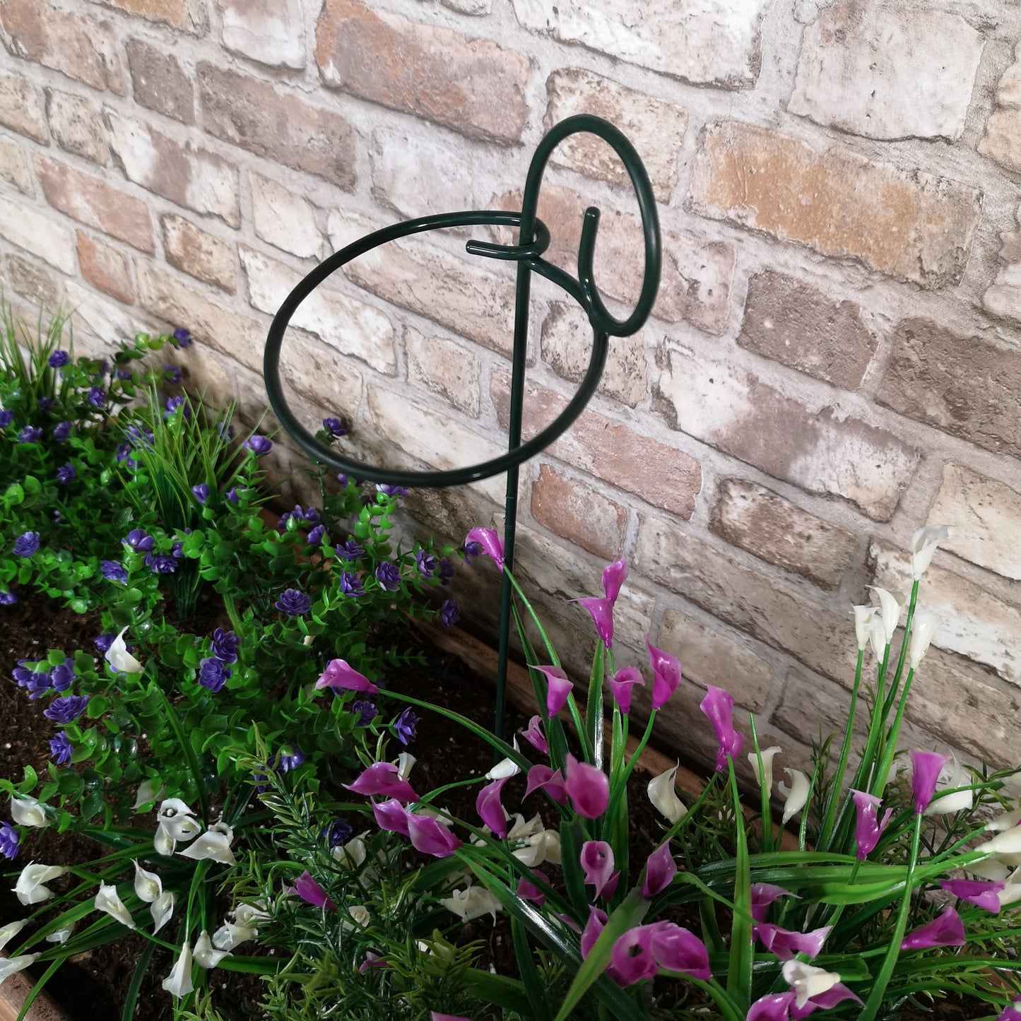 Pack of 6 Tom Chambers Urban Metal Herbaceous Garden Green Single Stem Plant Support Rings 12cm x 38cm