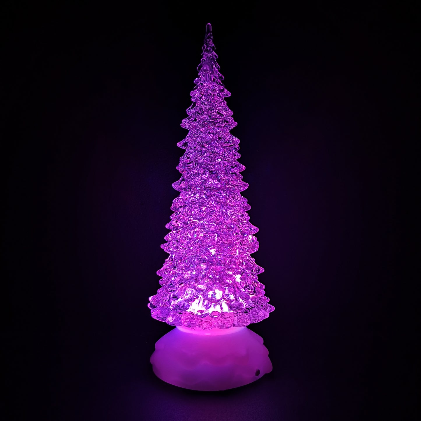 27cm Snowtime Christmas Water Spinner Colour Changing Glitter Christmas Tree Dual Powered