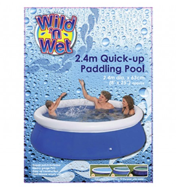 8ft 2.4m Deep Quick Up Garden Family Paddling Pool