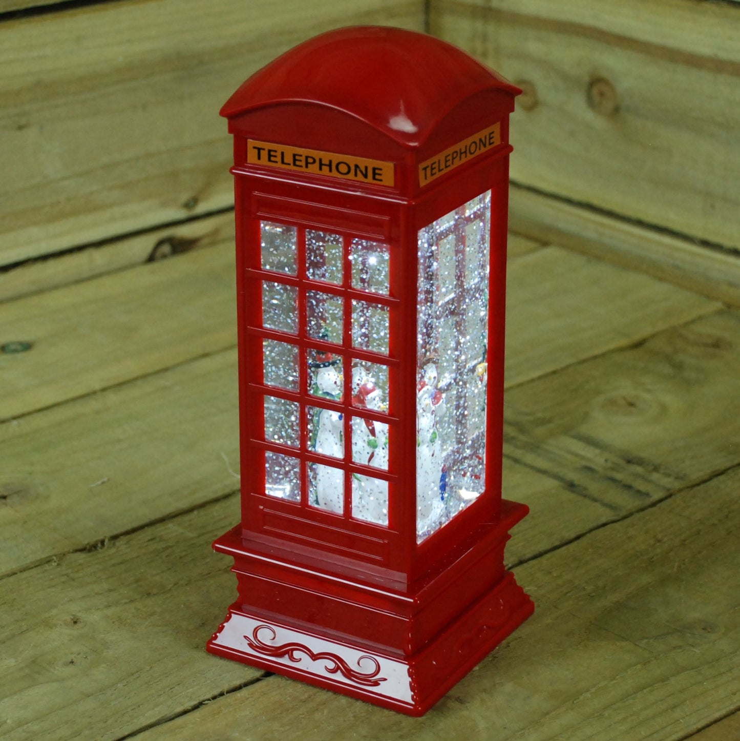 Water Christmas Phone Box Trio Snowmen 27cm High LED
