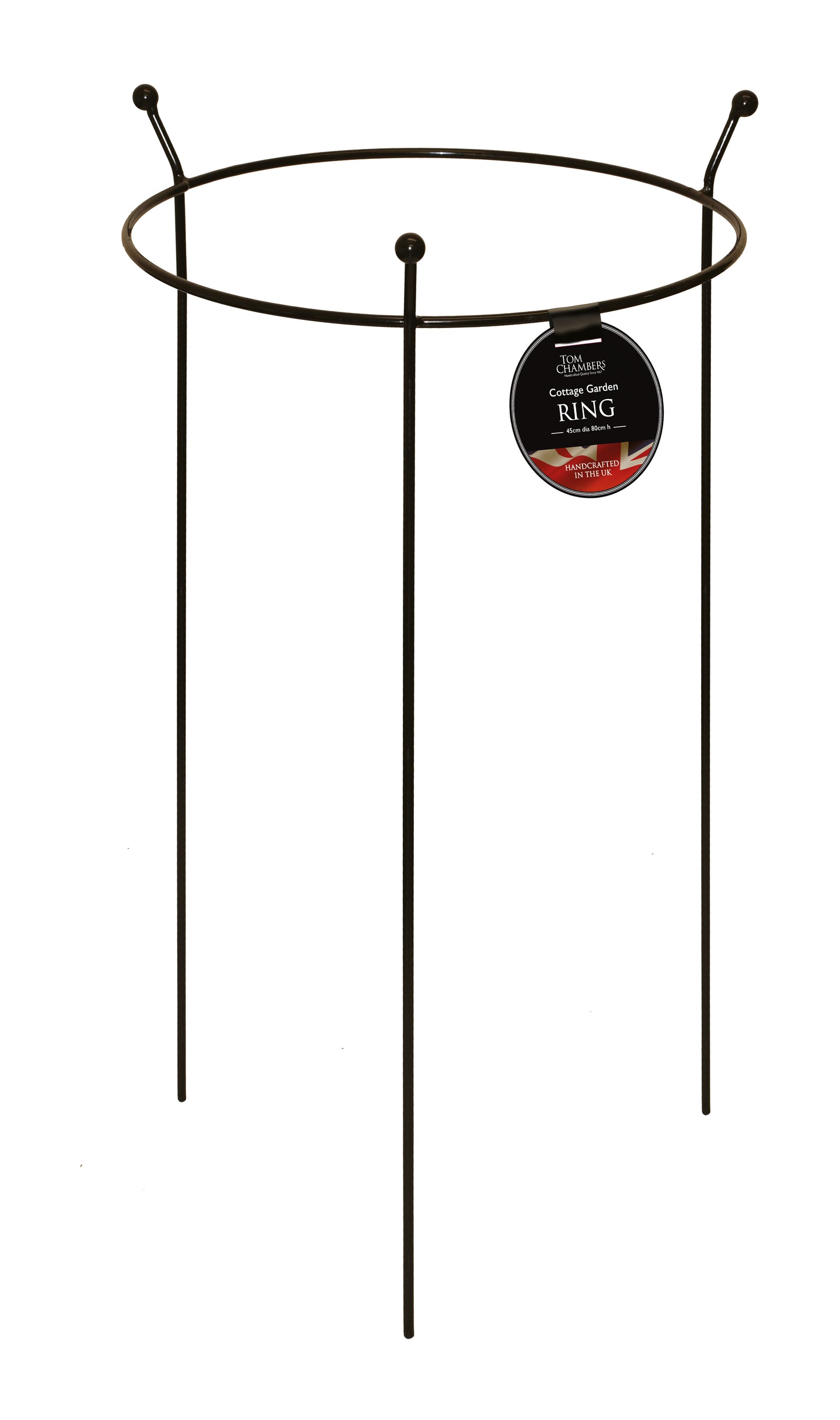 Tom Chambers Cottage Heavy Duty Black Metal Steel Herbaceous Garden Plant Support Ring Large 80cm x 45cm