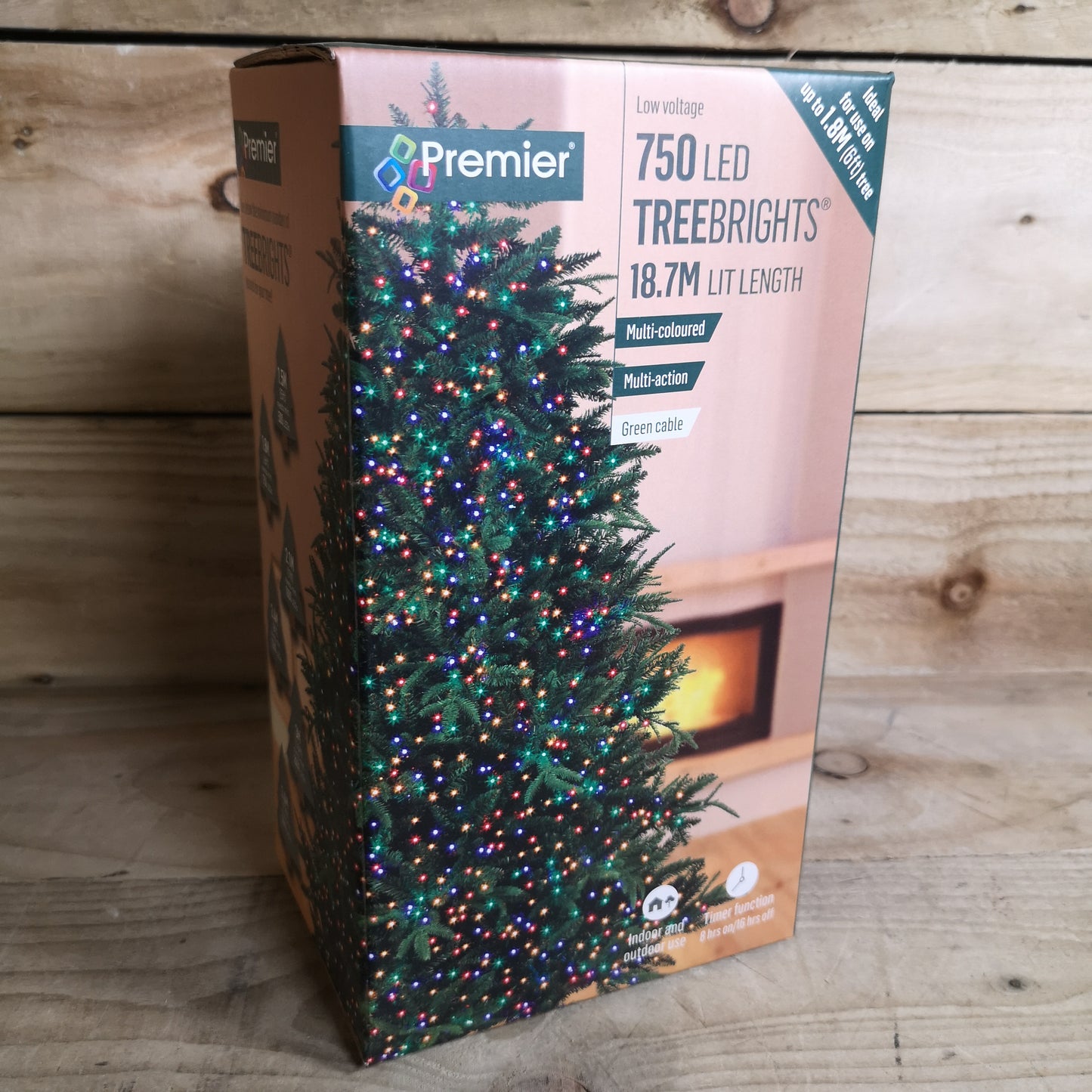 750 LED 18.7m Premier TreeBrights Indoor Outdoor Christmas Multi Function Mains Operated String Lights with Timer in Multicoloured