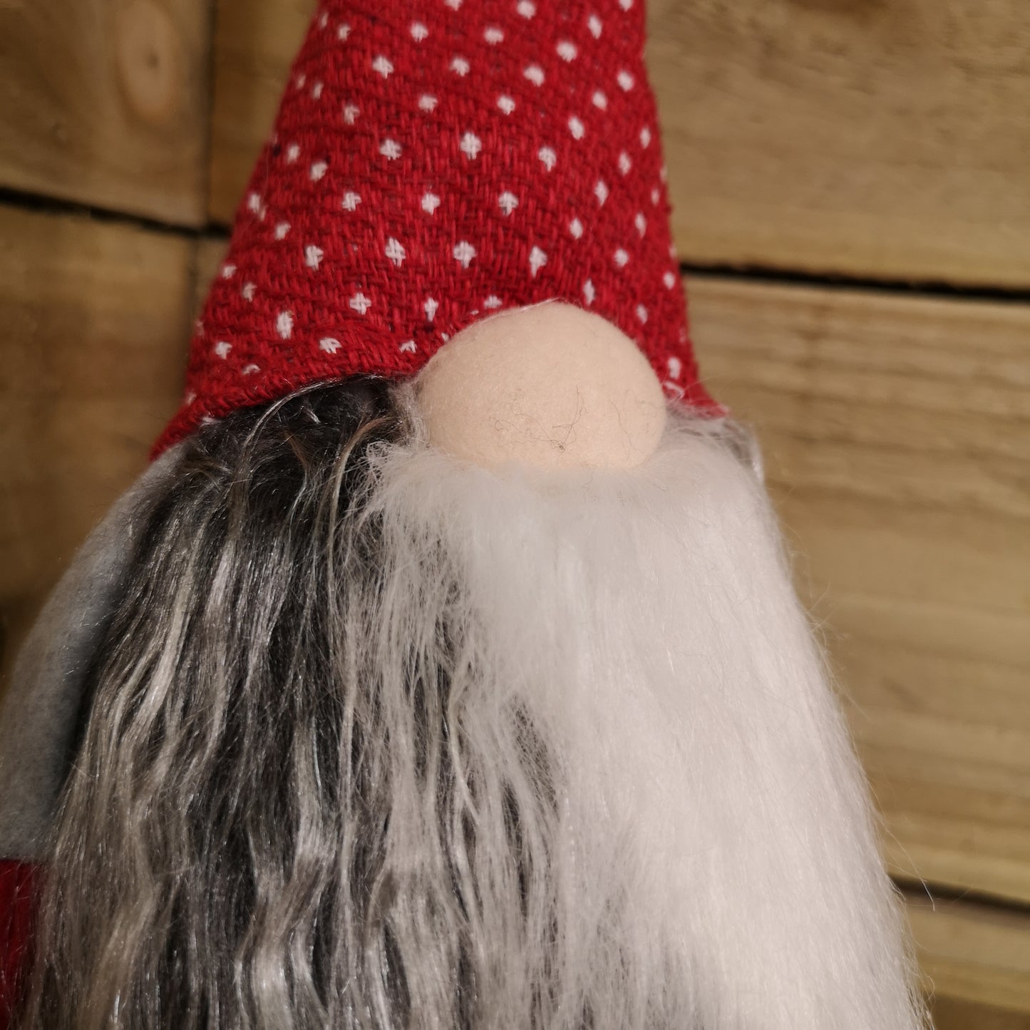 54cm Festive Christmas Haired Gonk with Dangly Legs in Dotted Hat