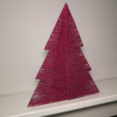 45cm 3D Plain Pink Glitter Cotton & Wire Christmas Tree Decoration