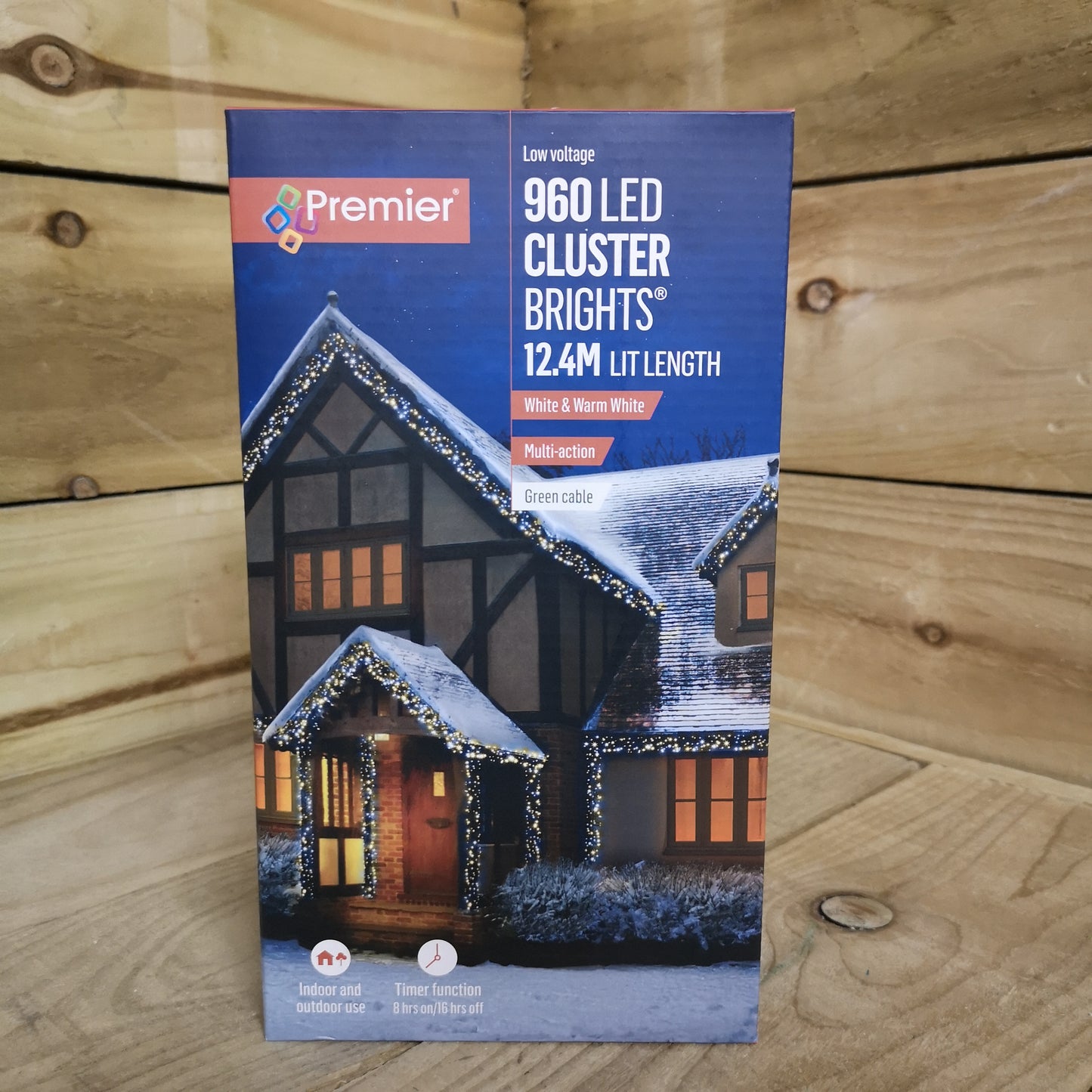 12.4m 960 LED Premier Cluster Christmas Lights with Timer in Cool & Warm White