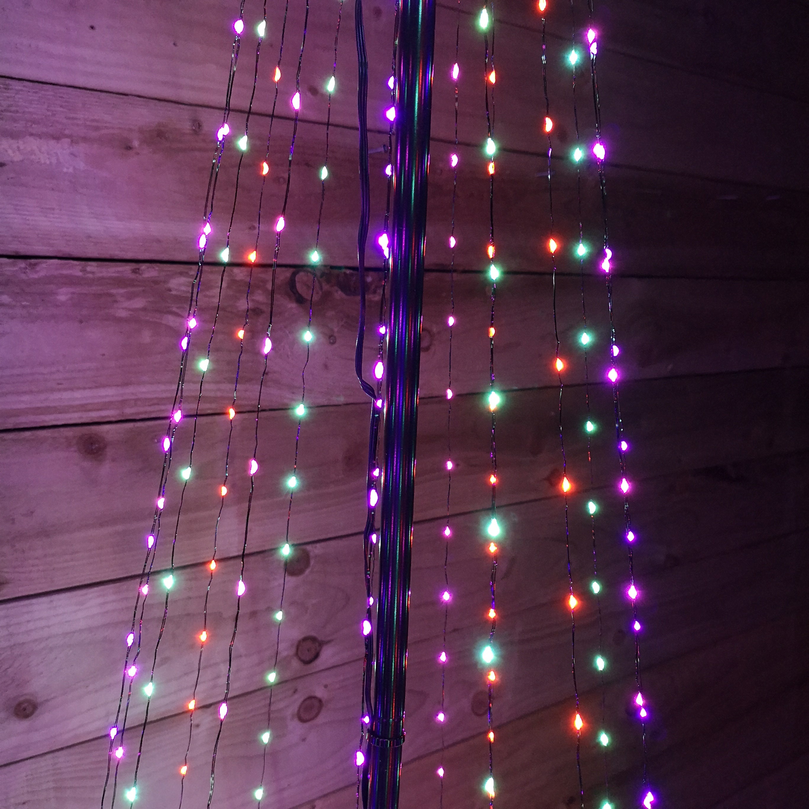 13ft 4m Premier Christmas Outdoor Black Pin Wire LED Pyramid Maypole Tree in Rainbow