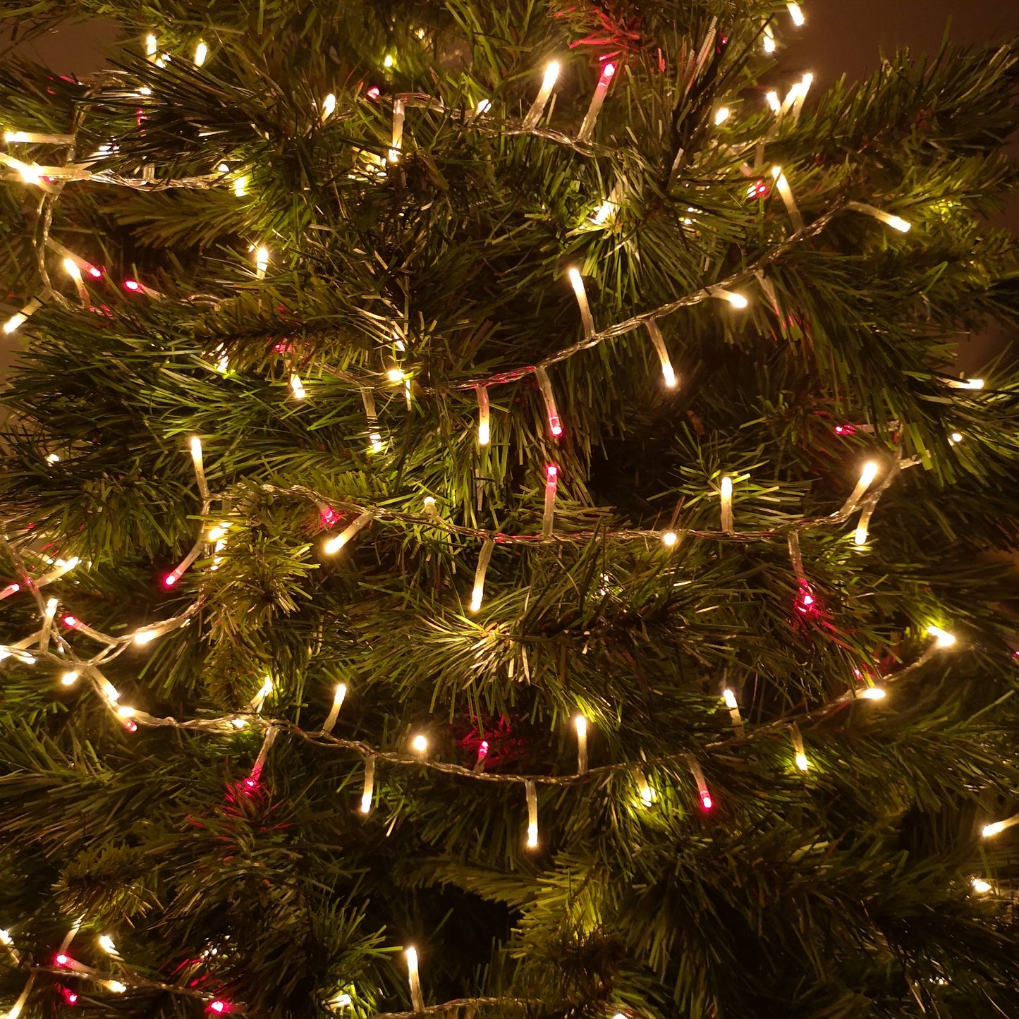 1000 LED 25m Indoor Outdoor Christmas Multi Function Mains Operated String Lights with Timer & Clear Cable in Red & Vintage Gold