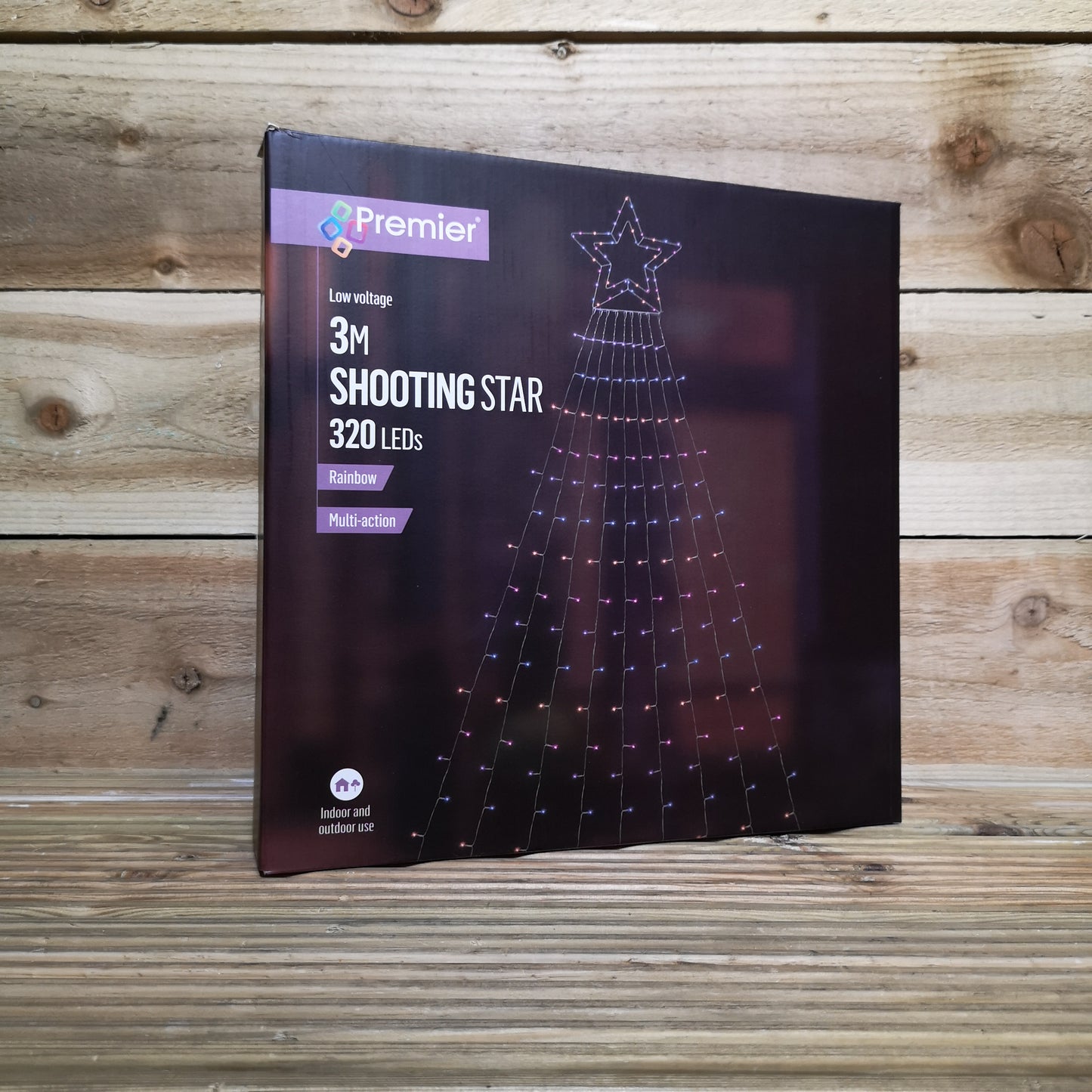 3m Indoor Outdoor Shooting Star Multifunction LED Christmas Decoration with Timer in Rainbow