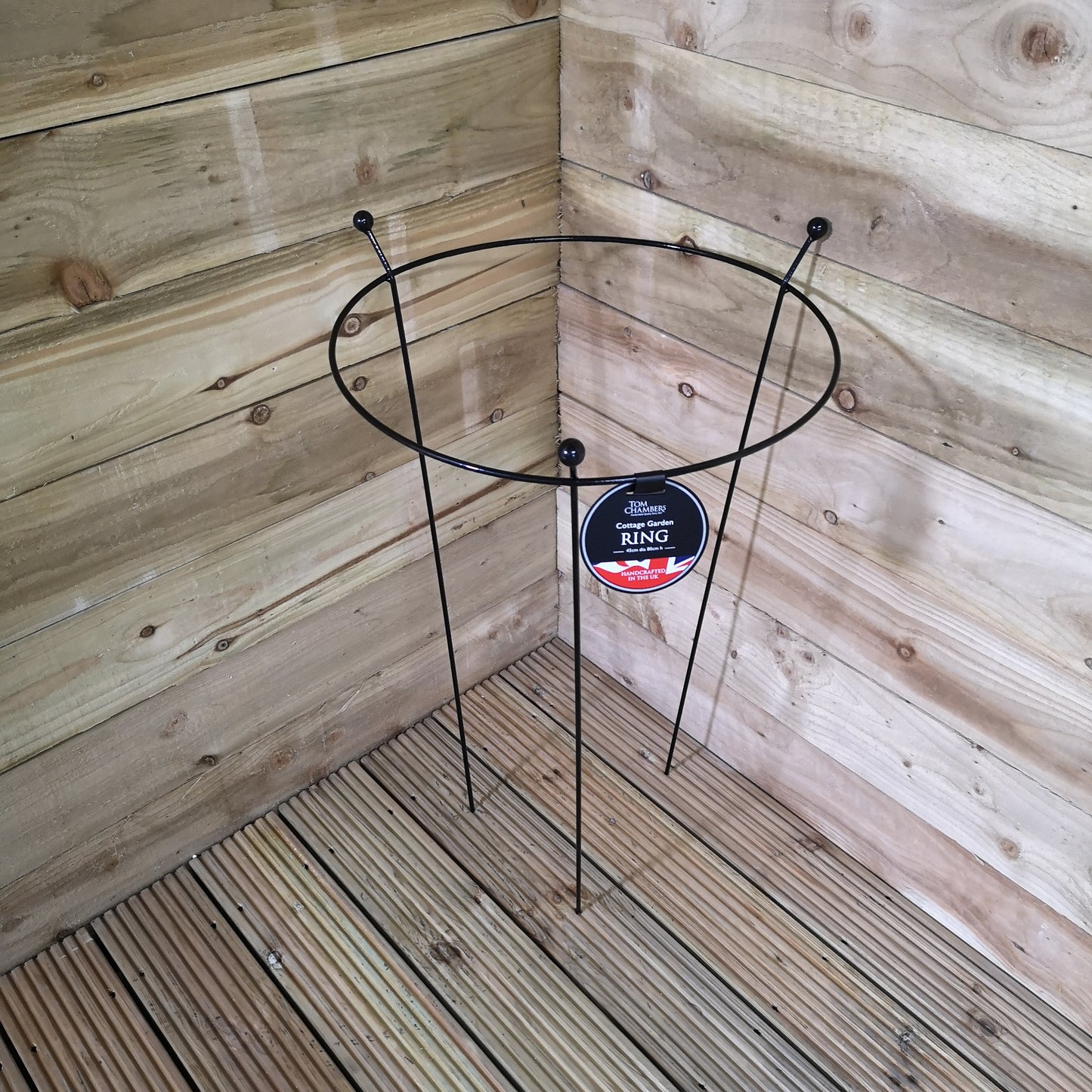 2 Pack of Tom Chambers Cottage Heavy Duty Black Metal Steel Herbaceous Garden Plant Support Ring Large 80cm x 45cm