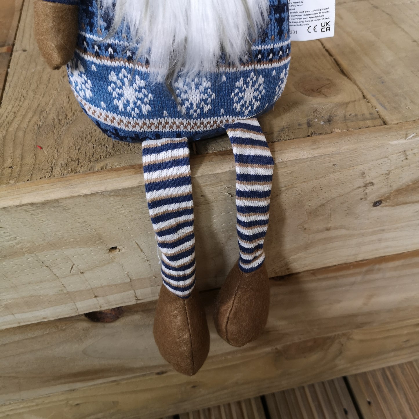 48cm Tall Christmas Gnome Gonk Nordic Decoration Blue Body Hat Bell Dangly Legs