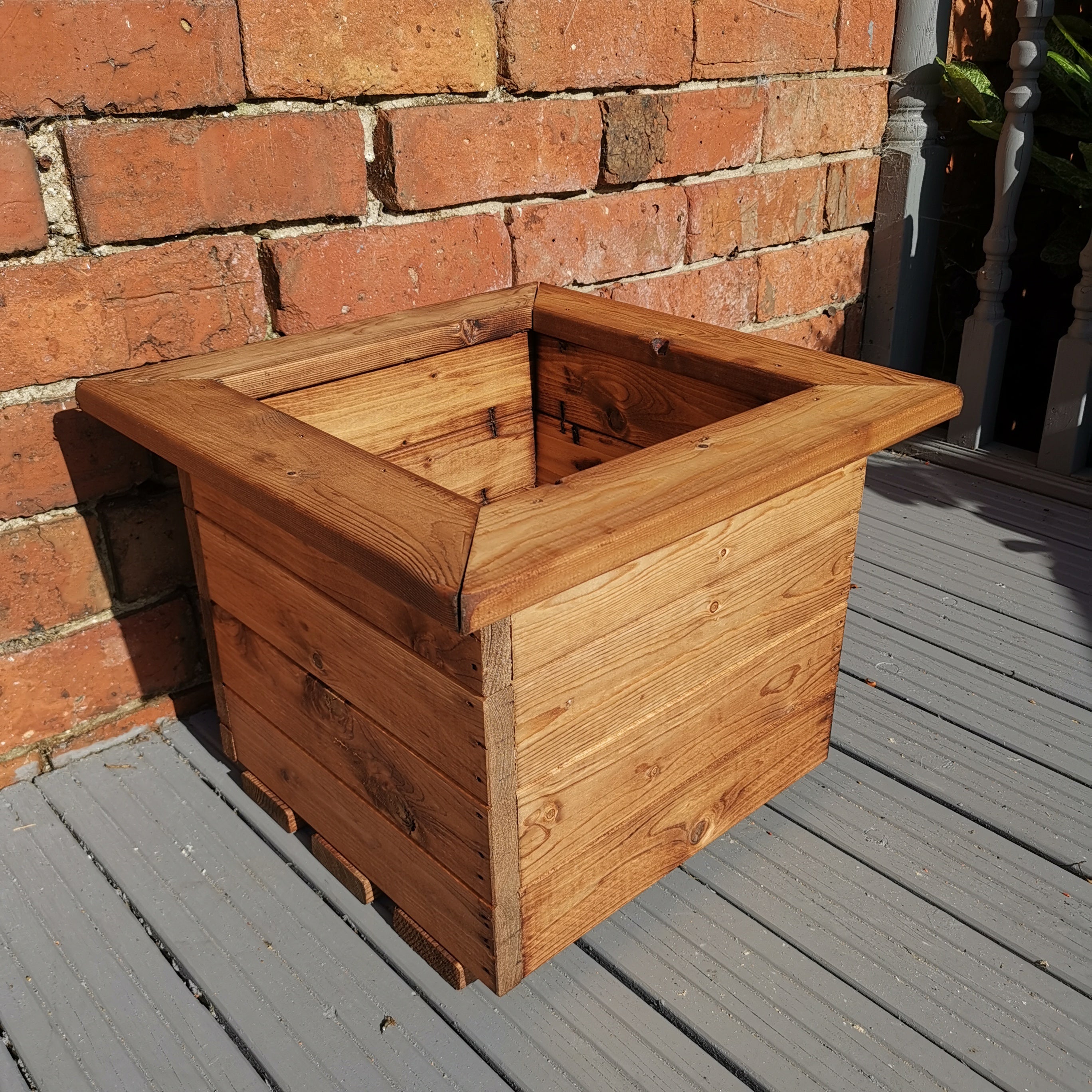 41cm x 41cm Small Square Rustic Chunky Wooden Garden Planter