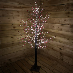 150cm 5ft Christmas Lit Black Twig Berry Tree 500 Warm White LED