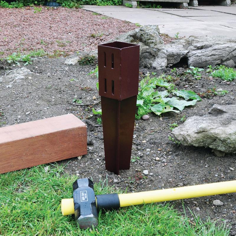 75mm x 75mm (3" x 3") Metal Garden Fence Post Holder & Spike