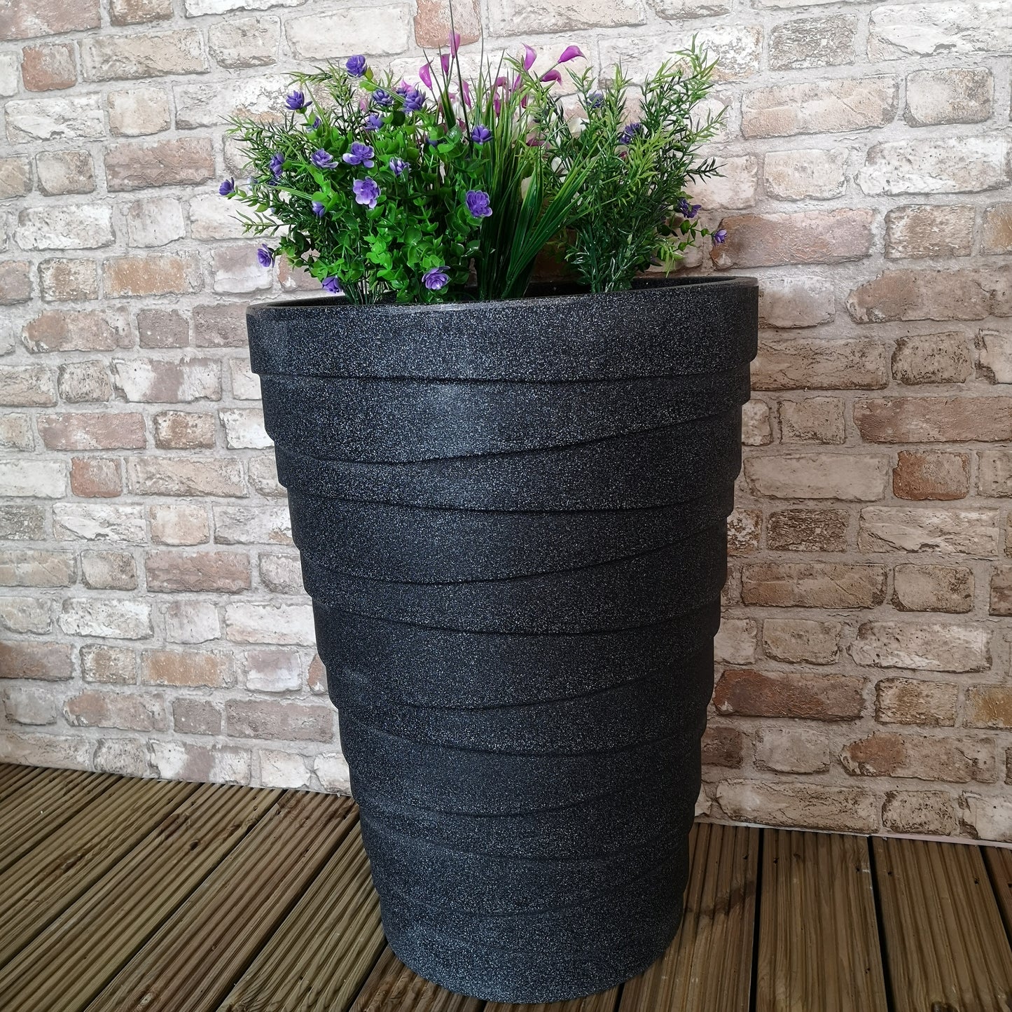 Medium Grey Charcoal Effect Garden Trojan Plant Pot 56cm Tall 38cm Wide