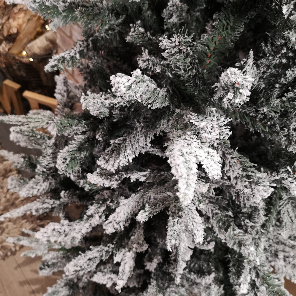 Premier 7ft Slim Festive Lapland Snow Flocked Green Christmas Tree