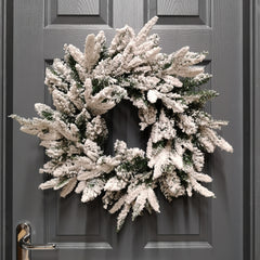 Premier 50cm Lapland Flocked Wreath with PE and PVC Tips