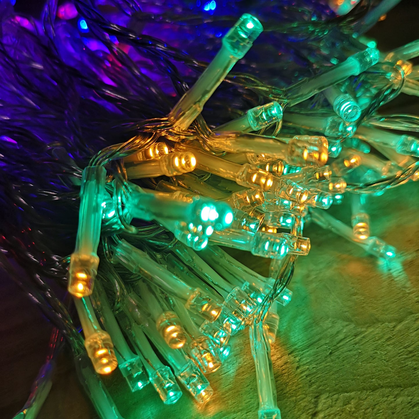 200 LED 20m Premier Christmas Outdoor Multi Function Battery Lights with Timer & Clear Cable in Multicoloured