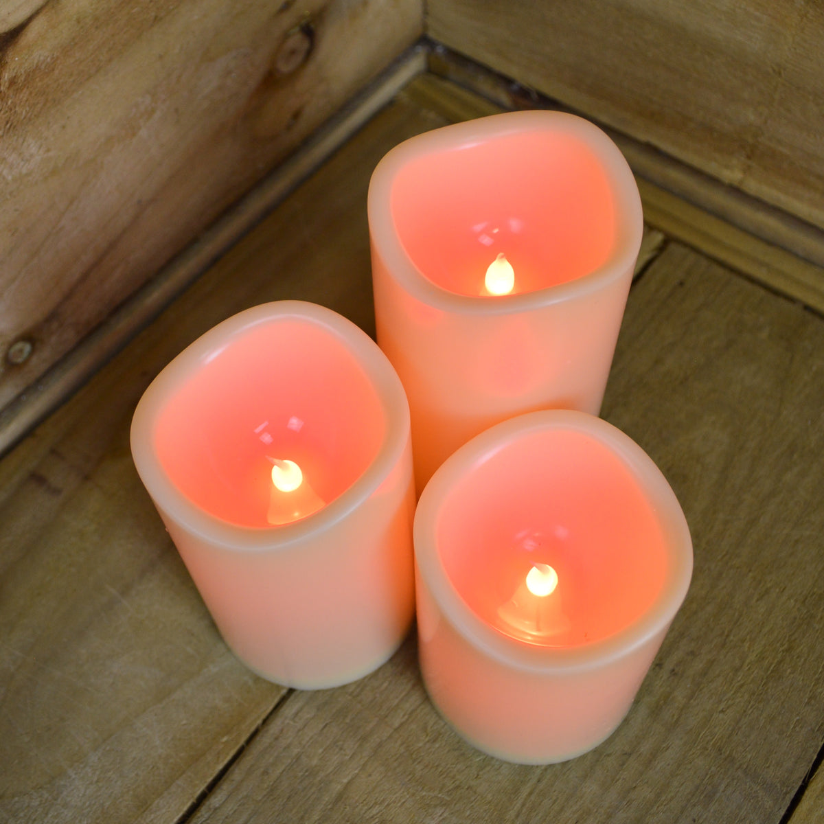 15cm Premier Set of 3 Battery Operated Multi Pastel Colour Changing LED Candles