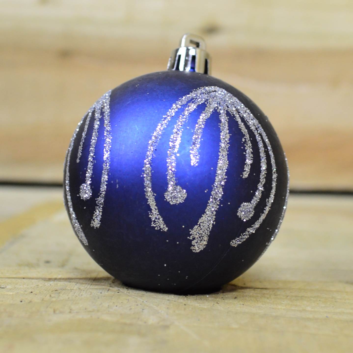 9 Pack Premier 60mm Deluxe Glitter Christmas Tree Baubles - Midnight Blue