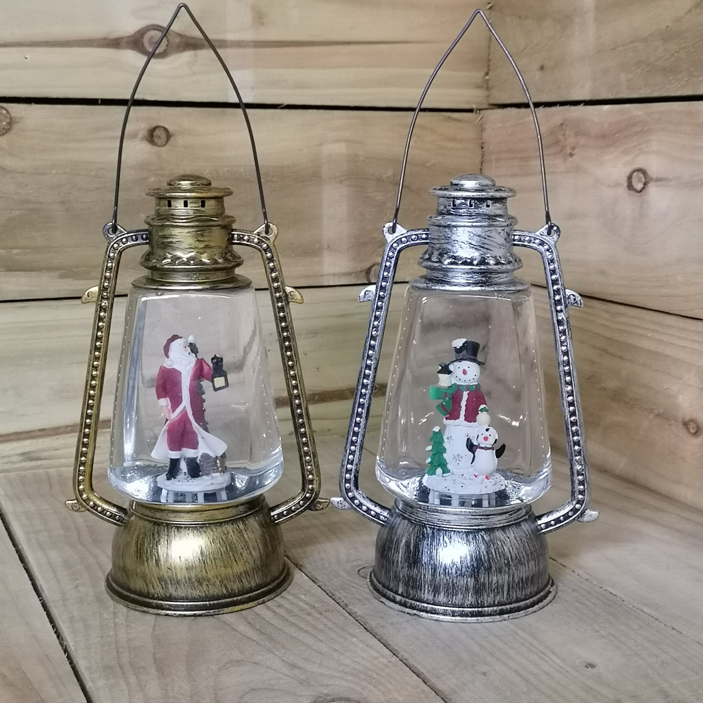 24cm Premier Christmas Water Spinner Antique Effect Hurricane Lantern Style Choose from Silver or Gold