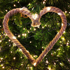 25cm Battery Operated Warm White Pin Wire LED Lit Hanging Christmas Rope Heart