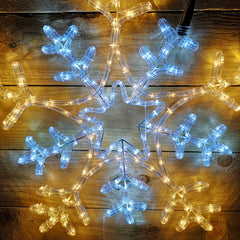 66cm Christmas Flashing Cool and Warm White Multi Function Snowflake Rope Light 216 LED lights Outdoor and Indoor
