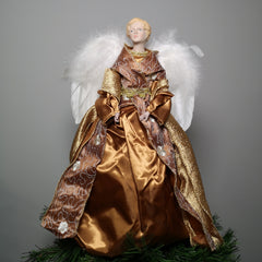 45cm Premier Christmas Angel Tree Topper Decoration in Dark Gold / Bronze