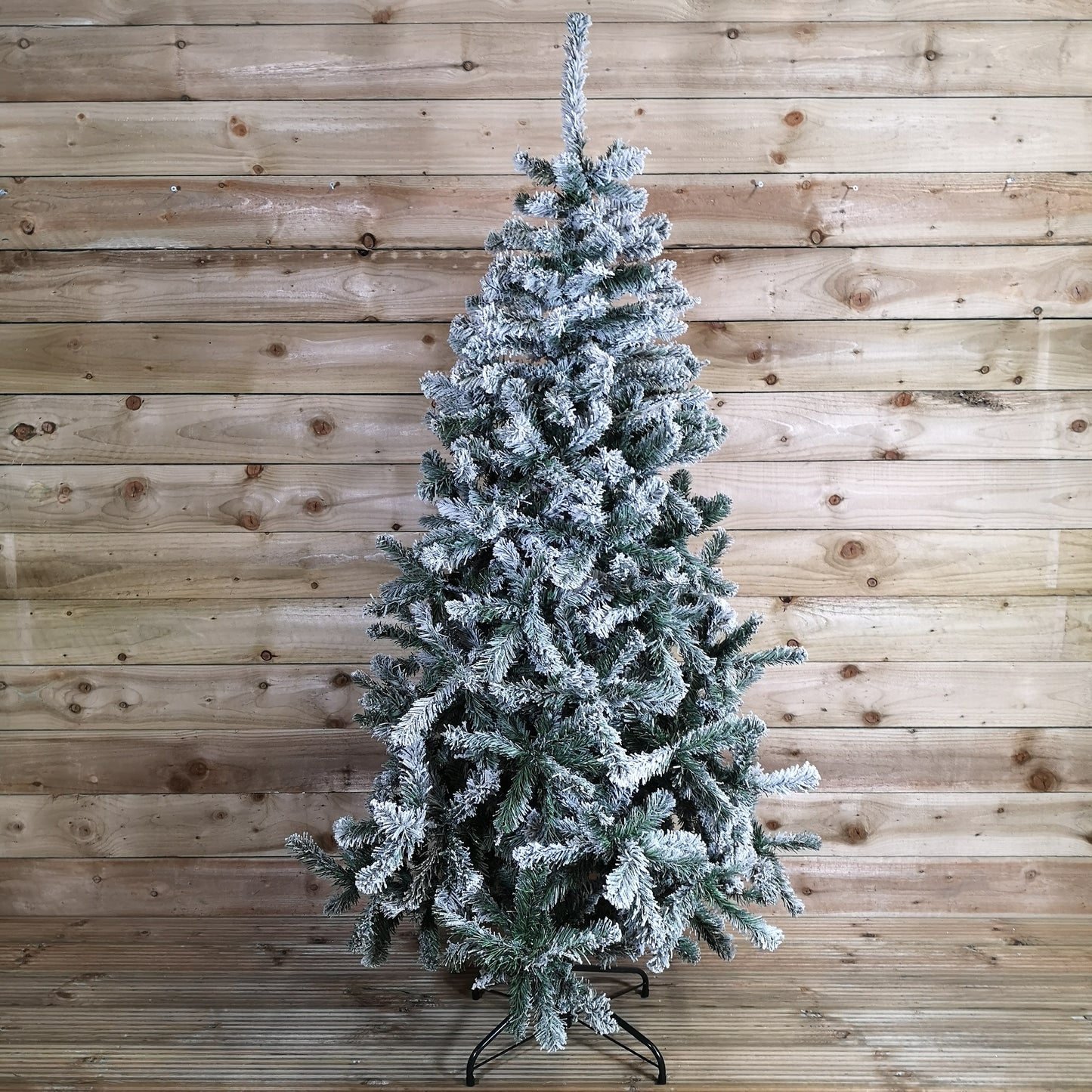 6ft (1.8m) Premier Flocked Woodcote Spruce PVC Hinged Christmas Tree