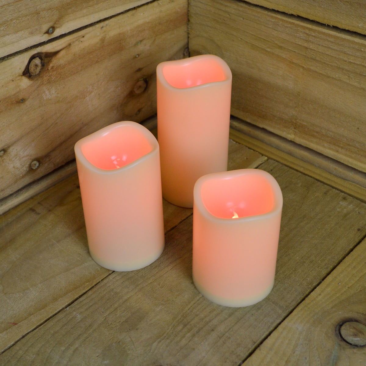 15cm Premier Set of 3 Battery Operated Multi Pastel Colour Changing LED Candles