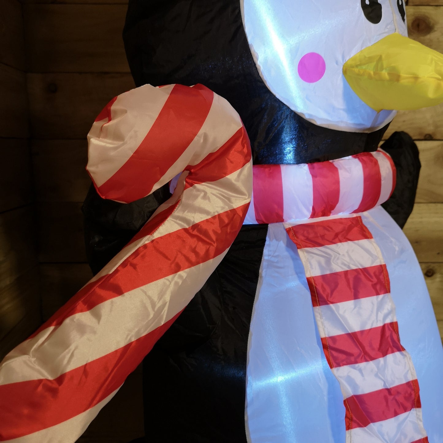 4ft (120cm) LED Christmas Inflatables Outdoor Penguin W/ Candy Cane Decorations