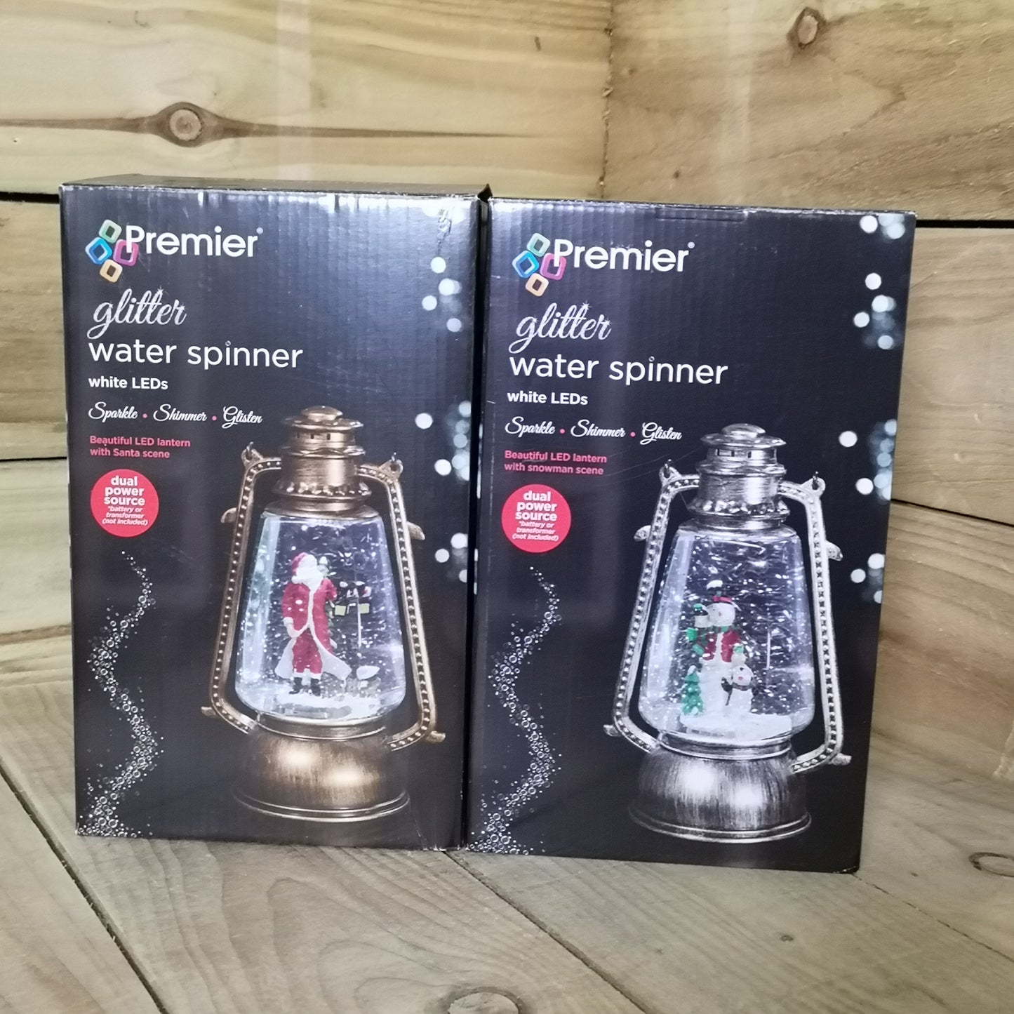 24cm Premier Christmas Water Spinner Antique Effect Hurricane Lantern Style Choose from Silver or Gold