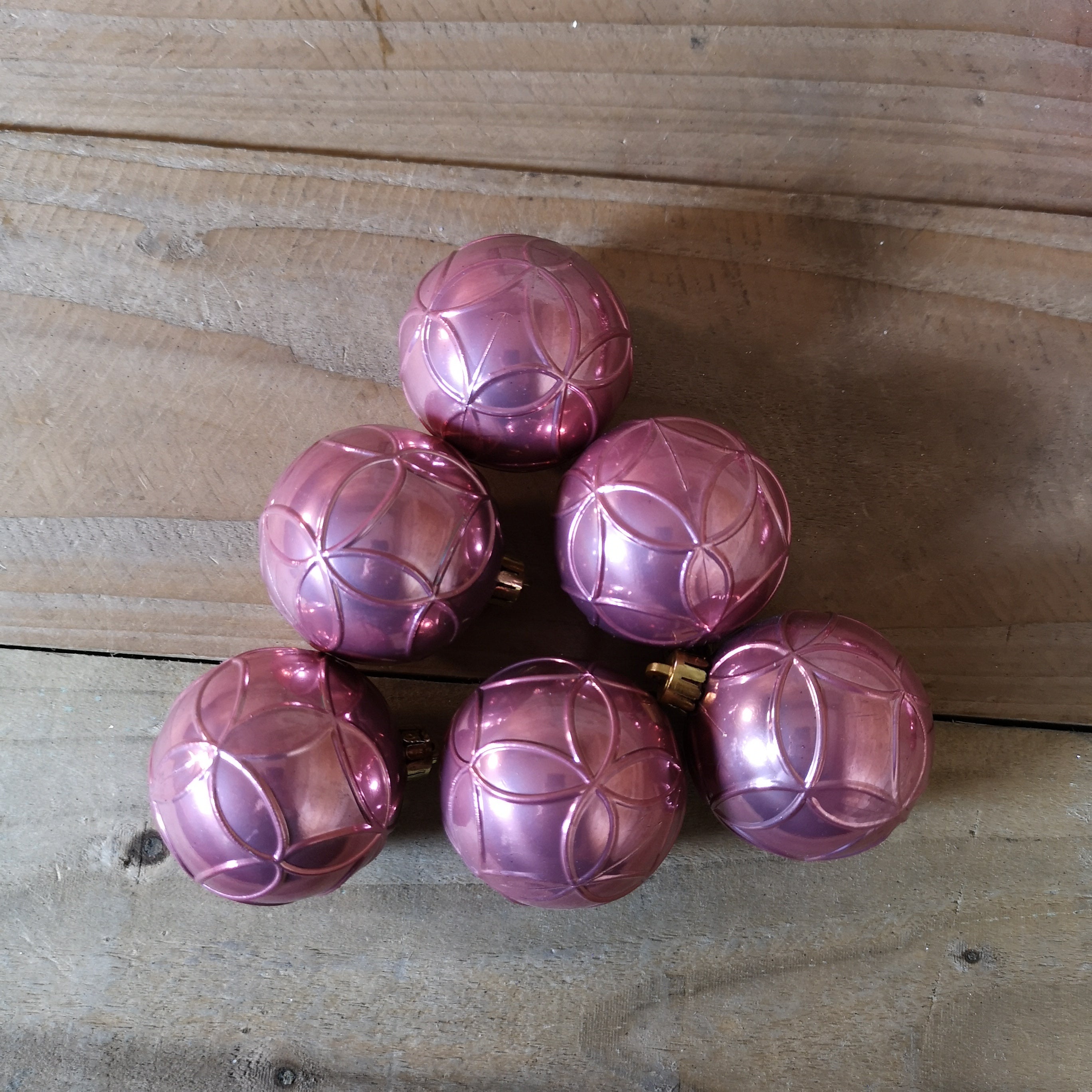 37pcs 6cm Assorted Shatterproof Baubles Christmas Decoration in Velvet Pink