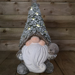 50cm Battery LED Christmas Gnome Ornament with Ivy Leaf Hat in Warm White