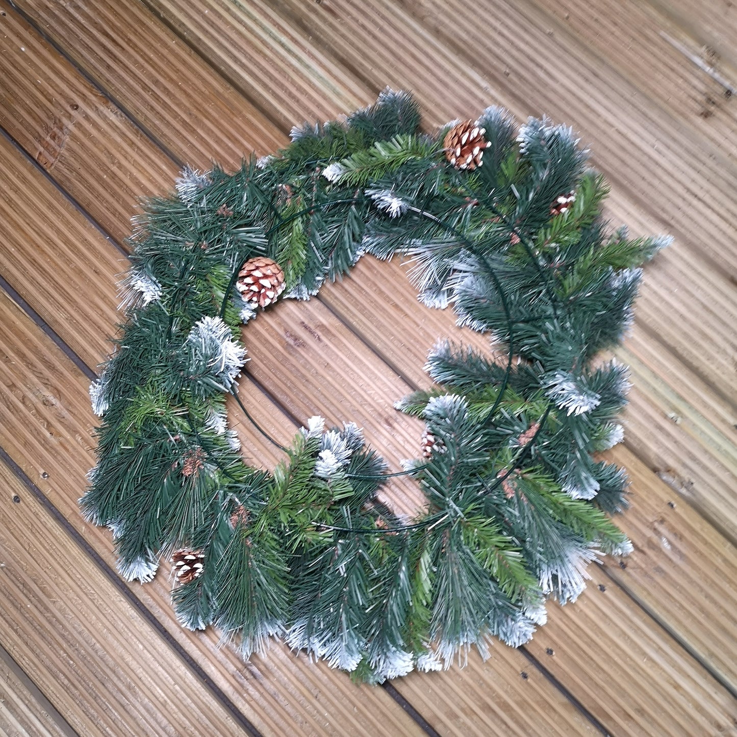 60cm Frosted Glacier Snow Tipped Christmas Wreath with Pine Cones