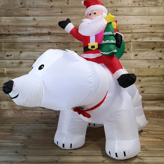 6ft (175cm) LED Christmas Inflatable Santa's On Polar Bear Indoor or Outdoor 2736