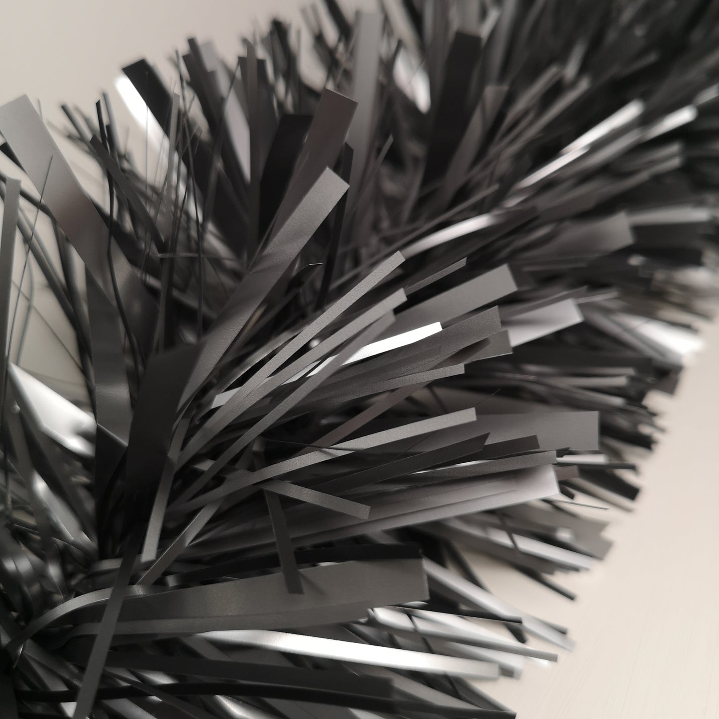 2m x 15cm Chunky & Fine Mix Christmas Tinsel Garland in Matt Graphite