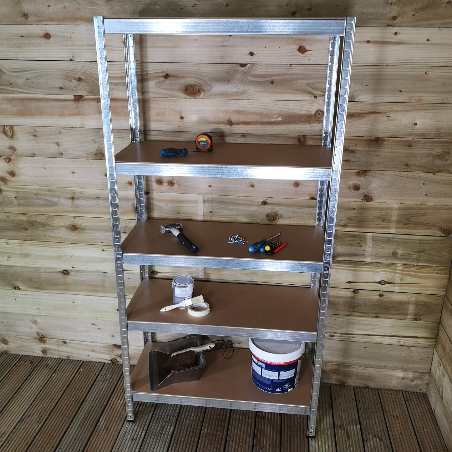 Set of 2 Garage Shelving 90cm Wide & 180cm High Heavy Duty 5 Tier Multipurpose Metal Racking Unit / Warehouse Shelving Storage