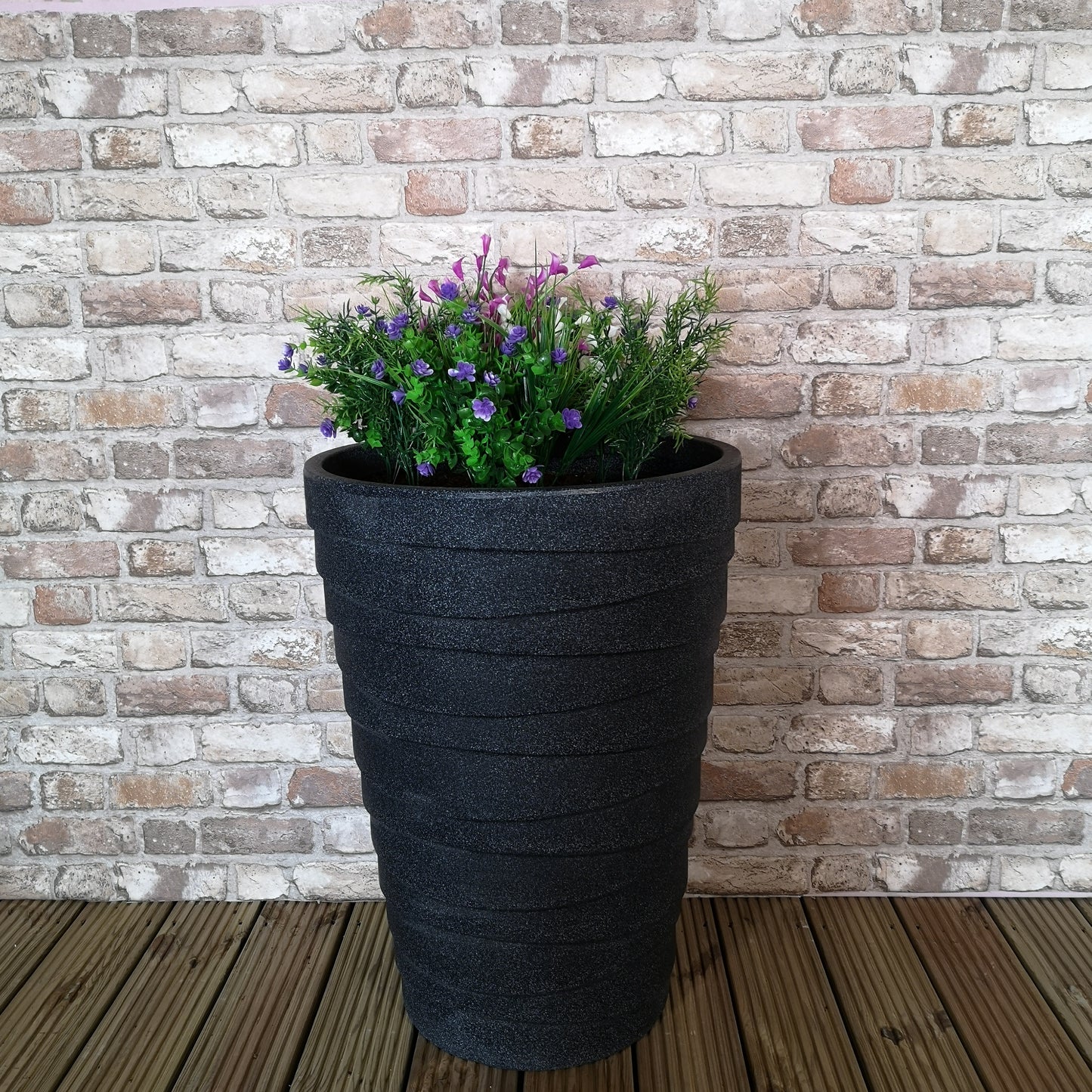 Medium Grey Charcoal Effect Garden Trojan Plant Pot 56cm Tall 38cm Wide