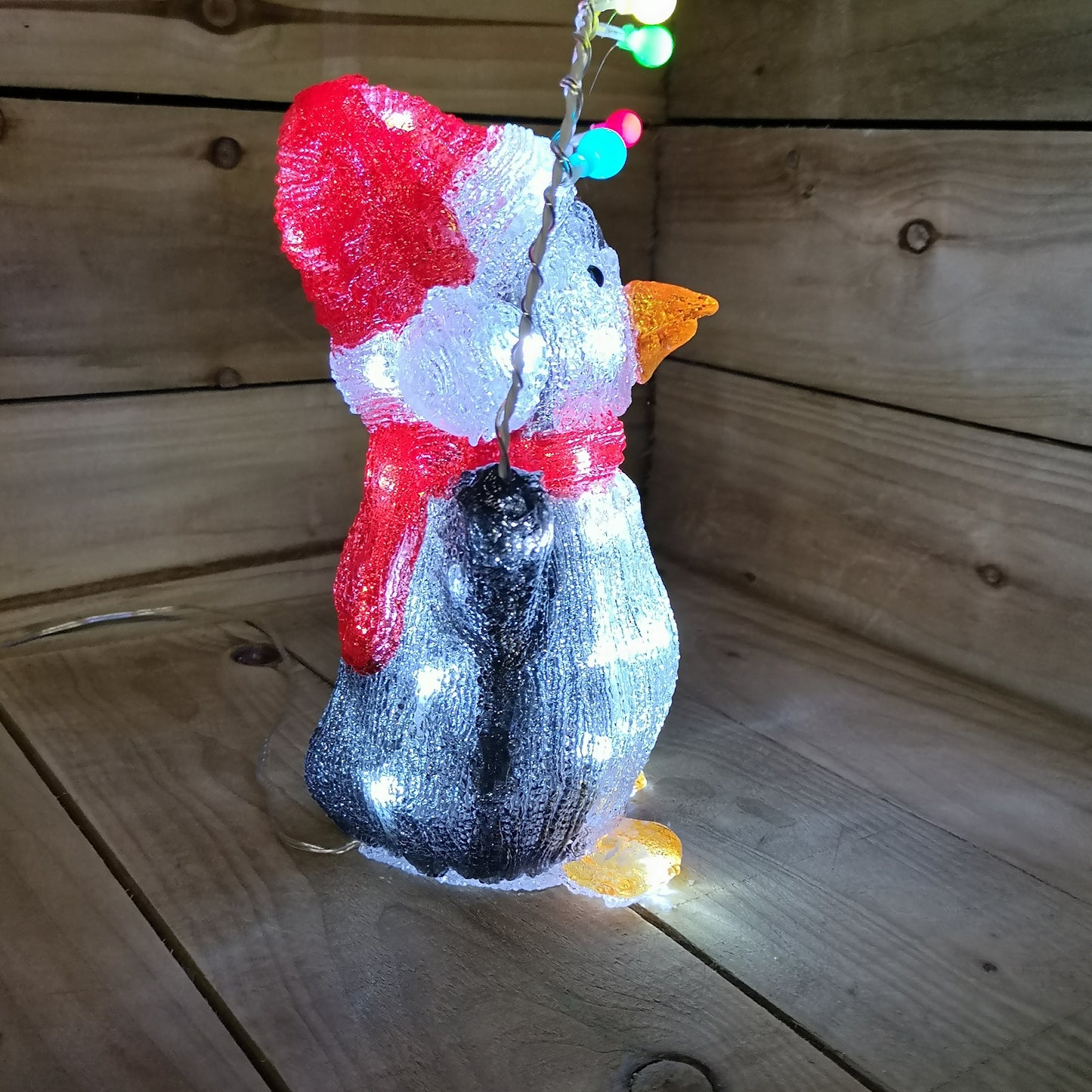 30cm Festive Acrylic Lit Penguin Outdoor Christmas Decoration with 40 LED
