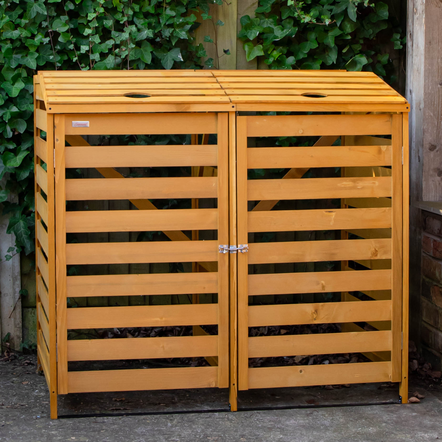 1.33m x 1.25m Large Wooden Outdoor Garden Double Wheelie Bin Store Storage for 2 Bins